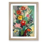 Flowers Bauhaus Design Vol.3 Framed Print | A2 Oak Framed Wall Art | Ready to Hang | Modern Floral Picture | Living Room Bedroom Lounge Office
