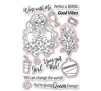 Flowers Beauty Leaves Wine Drinks Dies and Stamps Sets for Card Making DIY Scrapbooking Wine With Me,Girl You Got This,You can Change the World Words Transparent Silicone Seal Stamping Stamps Die Cuts