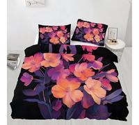 Flowers Bedding Set for Kids Neon Petals Comforter Cover Set Single Size Light and Shadow Art Duvet Cover Bedspread Cover Bedding Collection 2Pcs,No Comforter