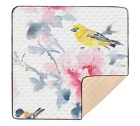 Flowers Birds 1_3 Large Stylish Baby Gym & Activity Mat for Floor Comfortable Baby Kick Crawling Mat for Babies Infants Toddlers, 50'' x 50''