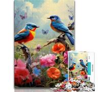 Flowers Birds 1000 Pieces Jigsaw Puzzle For Adults Teens,Stress Reliever Difficult Challenge Deal As Gifts for The Whole Family 38x26cm