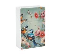 Flowers Birds and Butterfly Cigarette Case - Portable Cigarette Box Lightweight Holder Case for Travel Waterproof Plastic Cigarettes Boxes Pocket Size Storage Box for 20 Cigarettes
