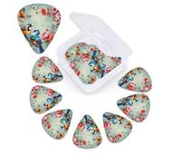 Flowers Birds And Butterfly Guitar Picks 12 Pcs, 3 Different Thickness Celluloid Plectrum for Bass Electric Acoustic Guitars Ukulele Accessories Gift for Men Women (0.46mm, 0.71mm, 0.96mm)