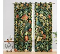 Flowers Birds Curtains for Bedroom Living Room, William Morris Blackout Curtains Eyelet 54 Drop - Thermal Patterned Window Drapes Home Decor 46x54 Inch 2 Panels K3
