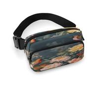 Flowers Birds Fanny Pack Belt Bag with Adjustable Strap Fashion Waist Bag for Outdoor Sports Hiking, white, 20x13cm, Full Printed Waist Bag