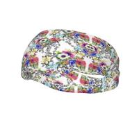 Flowers Birds Leaves Branches Sports Headbands Moisture Wicking Athletic Terry Cloth Sweatband Sweat Absorbing Head Band