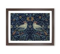 Flowers & Birds Pattern By William Morris Classic Painting Framed Wall Art Print, Ready to Hang Picture for Living Room Bedroom Home Office Décor, Walnut A2 (64 x 46 cm)