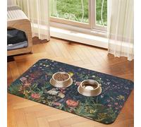 Flowers Birds Print Pet Feeding Mat For Dogs & Cats Absorbent Waterproof Dog Food Mat Non-Slip Pet Bowl Placemat Quick Dry Floor Protector Leather Tablecloth