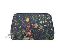 Flowers Birds Printed Makeup Bag, Large Capacity Travel Toiletry Pouch with Internal Pockets for Daily Use