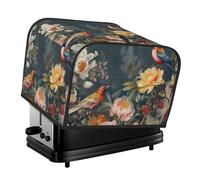 Flowers Birds Toaster Cover 4 slice Kitchen Small Appliance Covers with Pockets Toaster Dust Cover with Top Handle Oven Cover Washable Universal Bread Maker Cover for Kitchen
