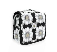 Flowers Black Diamonds Toiletry Travel Bag for Women with Hanging Hook Essential Skincare Bag Camping