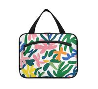 Flowers Bloom Colorful Hanging Toiletry Bag Travel with Hook, Designer Cute Brush Bag for Travel Make up Work bolsas para maquillaje L