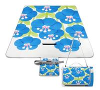 Flowers Bloom in Clusters in The Blue Sky Picnic Blanket Outdoor, Square Foldable Lightweight Waterproof Beach Mat (58.3" X 58.3"), Portable Travel Rug for Beach, Camping, Lawn, Parks & Family Picnics