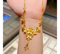 Flowers blooming like a piece 24K Thai Baht Yellow Gold GP Filled Necklace 18‘’