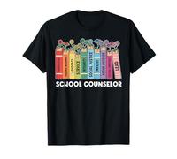 Flowers Book Stack School Counselor Compassion Advocacy T-Shirt