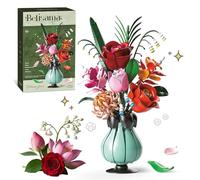 Flowers Bouquet Building Blocks Set Age 12+ with Vase, Roses, Lotus, Lily of the Valley for Adults Girls, Botanical Collection Home Décor, Office Decor, Gifts for Valentines Birthdays Mother's Day