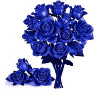 Flowers Bouquet Building Set, 634 PCS Adjustable Leaves & Petals, DIY Artificial Blue Roses Block Kit for Kids Birthday Christmas, Adults Valentine’s Day, Her or Him