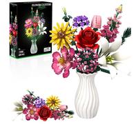 Flowers Bouquet Building Set, Botanical Collection Building Kit Toys with Tulip, Lily, Sunflower Decor, DIY Wildflower Creative Gift for Mother's Day, Birthday, Adults Women Kids Him Her 699 Pcs
