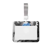 Flowers Bouquet with Blue Rose Sliding Id Badge Holder Hard Plastic Work Card Case Name Tag Protector for Nurses Office