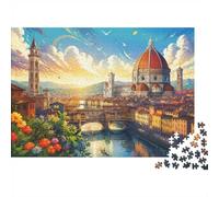 Flowers Bridge Cathedral 1000pcs For Adults Mini Puzzle Challenging | 38x26cm Cardboard Living Room Decor Durable Structure Birthday Gift Anxiety Relief
