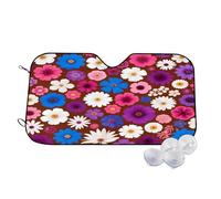 Flowers Brown Wind Sun Shade for Car Sun Visor Foldable Vehicle Sunshade 30x55 Inch
