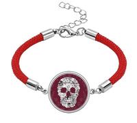 Flowers bs Mexico Day of Dead Lucky Red String Bracelet Rope Bracelet Handmade