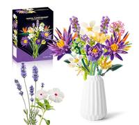Flowers Building Blocks Set, DIY Purple Botanicals Bouquet Lily, 13 Collection Building Kit, Gifts for Mother’s Day/Anniversaries/Birthday/Decor, Artificial Flowers for Adults Women Mum Wife Kids 8+