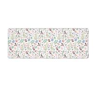 Flowers Bunnies Birds Gaming Desk Mat, Wide Surface Desk Pad for Keyboard, Mouse and Improved Gaming Stability