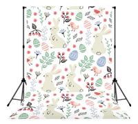 Flowers Bunnies Birds Lightweight Photo Backdrop Soft Background For Indoor Shooting, Party & Live Streaming - 5x7ft
