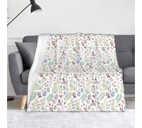 Flowers Bunnies Birds Print 50 X 60 In Soft Micro Pilling Resistant Throw Blanket Warm Lightweight Blankets