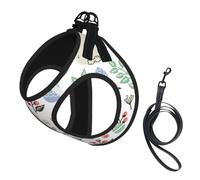 Flowers Bunnies Birds print Dog Harness, 2X Buckle,Dog Vest,No Pulling Front Leash Clip,for Small Medium Dogs