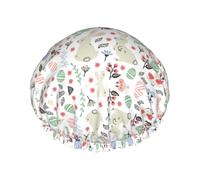 Flowers Bunnies Birds Printed Bathing Cap, Dual Layer Hair Protector, Elastic Hair Cover For Washing Face, 10.6in/27cm