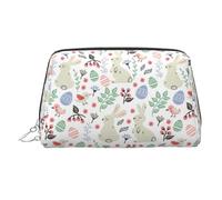 Flowers Bunnies Birds Printed Cosmetic Organizer, Shockproof Beauty Case Featuring Wide Zipper Opening for Travel