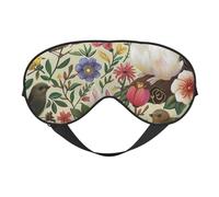 Flowers Bunnies Birds Printed Eye Mask,Blackout Sleep & Eye Mask for Women,Sleep Mask with Adjustable Strap, Suitable for Both Bedtime and Travel