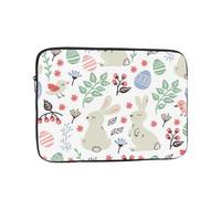 Flowers Bunnies Birds Printed Laptop Sleeve for Men Women 13 inch Shockproof Laptop Case Bag for Travel Office School
