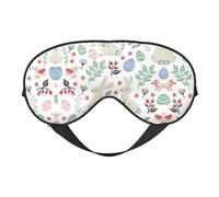 Flowers Bunnies Birds Printing Reversible Design Sleep Mask, Ideal for Camping, Meditation & Shifts, Snug Fit,No Light Leakage