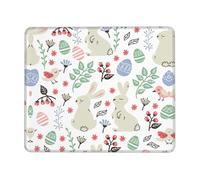 Flowers Bunnies Birds Thick Comfort Mouse Pad with Lock Edge Design, Large Non-Slip Rubber Base Desk Mat for Office