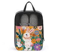 Flowers Bunnies Birds Travel Shoes Carrier Dustproof Portable Shoe Pouch Carrying Strap Handheld Shoe Bag for Travel Daily Use Storage Pouch, gray, One size, Travel Shoes Carrier, Gray, One size,