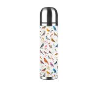 Flowers Bunnies Birds Vacuum Bottle with Full-Body Design – Premium Insulated Stainless Steel Thermos with Pu Leather Exterior for Outdoor, Office, and Home Use