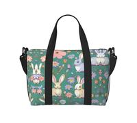 Flowers Bunnies Birds Versatile Personal Item Travel Bags for Women - Spacious Duffel Bags for Traveling, Gym Bags for Men, Black, One Size
