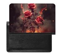Flowers Burning Passport Cover Protector Rfid Blocking Passport Holder Id Card Holder Secure Travel Wallet Organizer for Passport Tickets Credit Cards, style, One Size