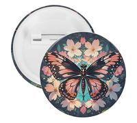 Flowers Butterflies And Dragonflies Badge Metal Round Pins, Lightweight Brooch for Backpack, Fashion Button Pins Badge for Shirts, Jackets, Shawl Coat, Unisex, 5PCS, Tinplate, metal round pins