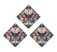 Flowers Butterflies And Dragonflies Car Air Freshener, 3 Pcs Rhombus Hanging Air Freshener Cards, Long Lasting Fragrance Scented Cards for Car, Home, Office White-style