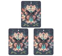 Flowers Butterflies And Dragonflies Car Air Freshener, 3 Pcs Square Hanging Air Freshener Cards, Long Lasting Fragrance Scented Cards for Car, Home, Office White-style
