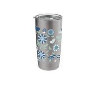 Flowers Butterflies & Mushrooms Retro Light Blue Aesthetic Stainless Steel Insulated Tumbler