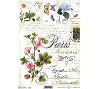 Flowers + Butterflies Text 4 Rice Paper ITD S004-1 x A4 Sheet of Soft decoupage Paper