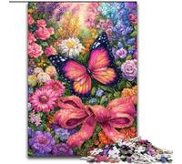 Flowers Butterfly 1000 Piece Jigsaw Puzzle for Adults Teens, Challenging Game Toys Every Piece Is Unique - Challenging Family Fun Game (26x38cm)