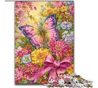 Flowers Butterfly 1000 Pieces Jigsaw Puzzle For Adults Teens, Family Activity Fun at Home Activities, Birthday Present,Travel Gifts (26x38cm)