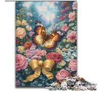 Flowers Butterfly 1000 Pieces Jigsaw Puzzle for Adults& Teens, Stress Reliever Staycation Kill Time Enhance Love between Couples (50x75cm)