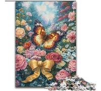 Flowers Butterfly 1000 Pieces Jigsaw Puzzles for Adults And Teens, Learning Educational Toys Family Games with Matching Poster And Trivia Sheet (26x38cm)